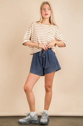 VERY J Mineral Washed Comfy Baggy Shorts Denim OutfitFlow